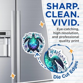 (2 Pack) Turtle Mandala Magnets - Ocean Life - Sea Turtle Art - Colorful Turtle Magnet - 5" On Longest Side - for Cars, Fridges, Toolboxes - Made in USA - MAG4496