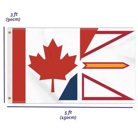 3×5 FT Canada Newfoundland and Labrador Flag, Novel Large 100D Canadian NL Province Outdoor Banner,Funny Doube Side Printing Decor For Patio Garden With Brass Gromment