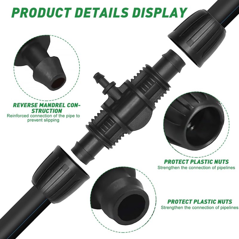 Riisoyu Pack of 15 Micro Drip Irrigation Connectors, 1/2 Inch