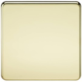 Knightsbridge Screwless 1G Blanking Plate - Polished Brass, 87.5 mm x 87.5 mm, Compatible with Standard Electrical Plugs