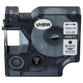 vhbw Label Tape Cassette Compatible with Dymo Rhino 4200, 5000, 5200, 6000 Label Printer 12mm Black on White