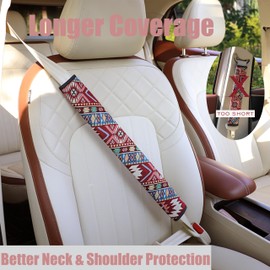 Boho Car Seat Belt Covers for Women, 2 Pack, 19.7" Extra Long