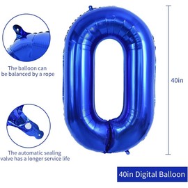 TONIFUL 40 Inch Large Navy Blue Number 40 Balloons Giant Digital 40 Helium Balloons, Foil Mylar Big Number Balloons for 40th Birthday Party 40th niversary Supplies Decorations