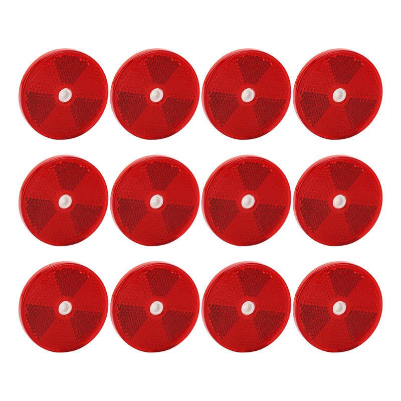 12PCs Round Reflector Red Reflective Sticker Waterproof Signal Warning for