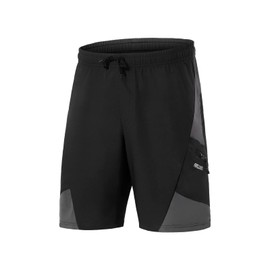 ARSUXEO Mens Mountain Bike Shorts Cycling Shorts with Liner Padded Biking Cycle Shorts Loose Fit Lightweight B2204 Black L