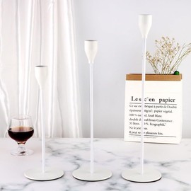 Movocaty Candlestick Holders Set of 6 Taper Candle Stick Holders, Mantel White Candlestick Holders for 3/4" Taper&Led Candle, Elegant Candle Holder Centerpiece for Wedding/Party/Dinning/Anniversary