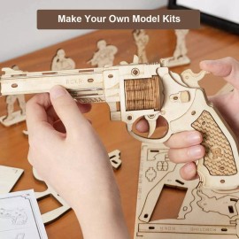 ROKR 3D Wooden Puzzle Rubber Band Gun Model Toy DIY Kits Gifts for Kids Adults