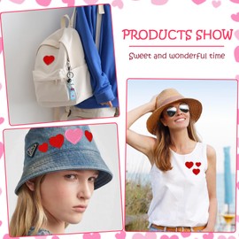 Pack of 24 Heart Iron on Patches, Heart Embroidered Patches for Iron-on, Mini Embroidery Heart-Shaped Patches, Embroidered Heart Patches, Embroidered Sew on Patch Applique, DIY (Red, Pink)