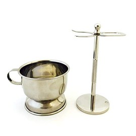 LUXURY STAINLESS STEEL SHAVING CUP BOWL & COL.CONK SHAVING SOAP ALMOND