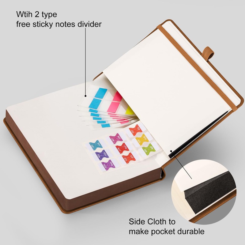 RETTACY Thick A5 Lined Notebook, Leather Hardcover, Notepad, with 320