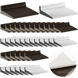Pangda 50 Pcs Door Corner Seal, Self Adhesive Frame Door Corner Seals Raised Behind Weatherstripping for Noise Isolation and Weather Protection 2 x 1.8 x 1 Inch (Brown,White)