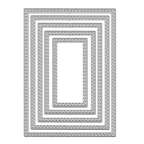 Metal Nested Rectangle Frame Cutting Dies, Dotted Layering Die Cuts