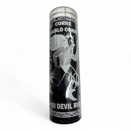 Prayer Candle 7 Day Run Devil Run 8" Vela de Corre Diablo Corre Unscented Pillar Candle in Glass