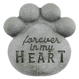 AuldHome Dog Pawprint Memorial Stone; Pet Cat or Dog Bereavement Gift Yard Decor