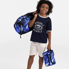 Choco Mocha Kids Toiletry Bag for Boys, Travel Waterproof Hanging Toiletry Bag for Boys, Shark Navy