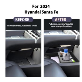 LUWU for 2024 2025 Hyundai Santa Fe Center Console Organizer 2024 Santa Fe Accessories Santa Fe Cup Holder Insert Cup Holder Organizer Santa Fe Lower Console Organizer Storage Tray Drink Holders