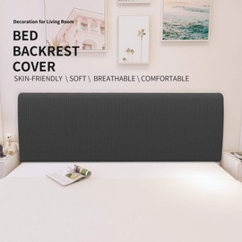 Easy-Going - Funda elástica para cabecero de cama, pequeña funda cuadrada de jacquard, a prueba de polvo para recámara (King, gris oscuro)