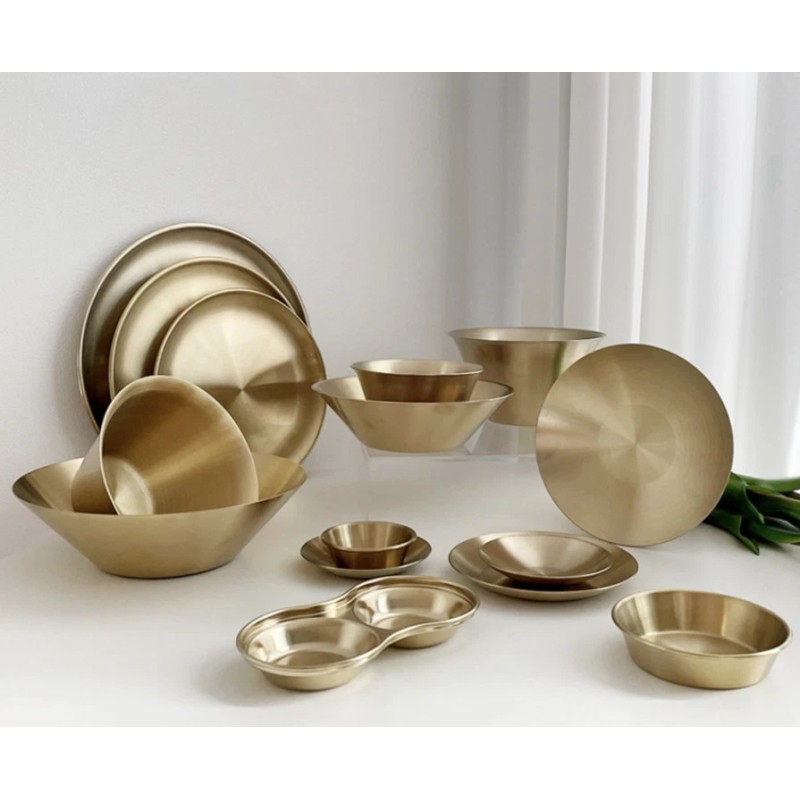 Titanium Set of 2 -Titanium Gold Round Plate 6.7"– Durable,