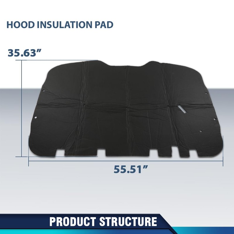 PIT66 Hood Insulation Pad 1/2" with Clips Compatible with Chevy