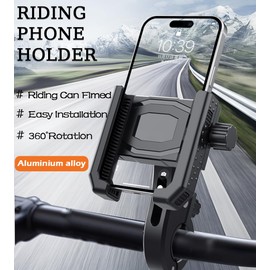 Yuexitech Bike Phone Mount, Motorcycle Phone Holder with 360° Adjustment, Handlebar Installation, Camera Friendly, Phone Holder Bike fits 4.7”-7.2” Phone