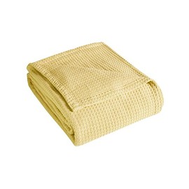 Elite Home Products Grand Hotel Cotton Blanket, King, Lemon