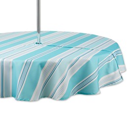 DII Indoor/Outdoor Tabletop Collection Multi-use, Machine Washable, Striped, Tablecloth, 60" Round w/Zipper, Beach House