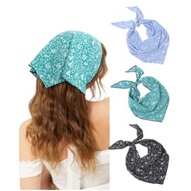 Molans 3Pcs Floral Head Scarf, Chiffon Hair Bandanas Kerchief, Vintage Boho Hair Scarf for Women Girls