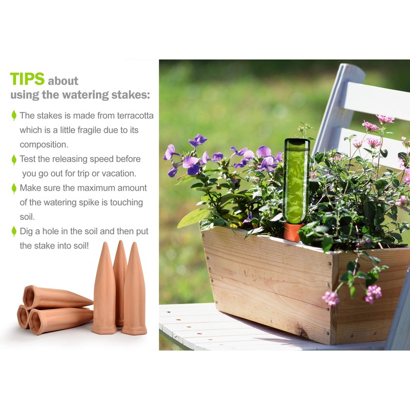 B SEPOR Ceramic Plant Waterer Set of 6 Pack Terracotta