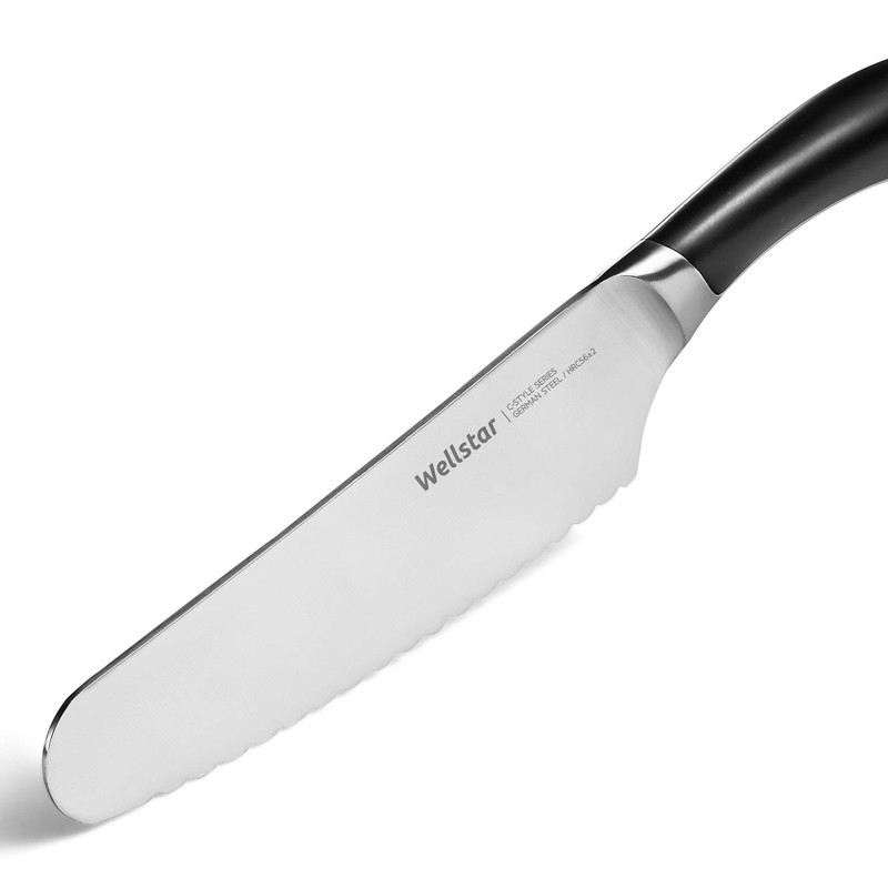 WELLSTAR 6.5 Inch German Stainless Steel Serrated Utility Knife -