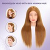 Mannequin Head Human Hair 80% Real Hair Cosmetology Mannequin Head
