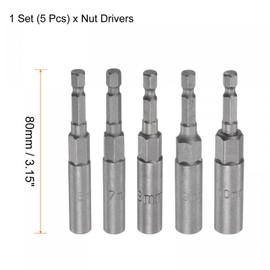 TA-VIGOR 5Pcs Nut Setter Driver Drill Bit Set, 6mm 7mm 8mm 9mm 10mm Hex Shank Quick Change, 1/4 inch Nut Driver Set for Woodworking, Machine Maintenance, Auto Repairing, Furnitures, No-Magnetic