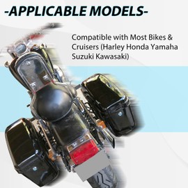 EGO BIKE Hard Motorcycle Saddle Bags Saddlebags w/Mounting Kit Compatible with Harley Davidson Honda Shadow Kawasaki Vulcan VN Black Hard Trunk Saddlebags