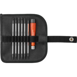 PB Swiss Tools Mini Screwdriver Set PB 513 | 100% Swiss Made | 6-piece Screwdriver Set with Duplex Interchangeable Torx Philipps Slotted Blades in Compact Leather Roll-Up Case