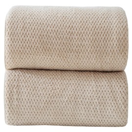 Akzpe 40x80 Inches Bath Sheets Towels for Adults Oversized Bath Towels Extra Large Luxury Super Soft Absorbent Quick Dry Microfiber (Beige, 2PCS)