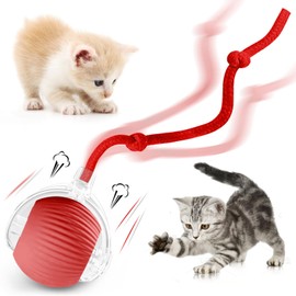 zeonmiehu Interactive Cat Ball Toy, 2025 Upgraded Automatic Cat Toys for Bored Indoor Adult Cats, Smart Moving Cats Toy Balls, 360°Smart Rolling Kitty Ball Toy (Red)