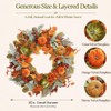 20 Inch Pre-Lit Pumpkin Fall Wreath for Front Door, 30
