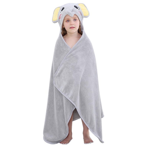 COOKY.D Baby Bath Towels with Hood Ultra Soft Large Animal Baby Blanket for Boy and Girls, Perfect, 120x70cm, 0-7 Years, Elephant