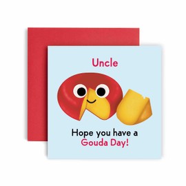Huxters Birthday Cards for Men - Gouda to Me Birthday Uncle Birthday Card for him - Funny Fathers Day Card for Uncle Fun Happy Birthday - 14.8cm (Uncle)