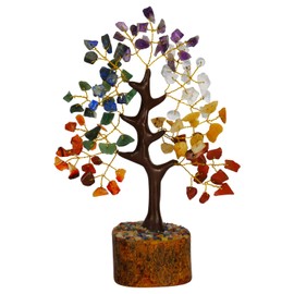 Seven Chakra Tree - Healing Crystals - Tree of Life - Wishing Tree - Spiritual Items - Spiritual Crystals and Stones - Chakra Healing - Holistic Gifts - Gifts for Meditation Lovers - Natural Crystals