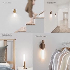 DGRENA USB Charging Smart Body Sensor Night Light, Sensing Distance 4 Meters, Smart Handheld Portable Night Light, Bedroom, Corridor, Stairs, Children's Room. Christmas Gift (Ash Wood)