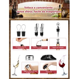 GHB Cavatappi Elettrico per Vino 8 in 1 Apribottiglie Elettrico con Base,Taglierina, Versatore,Tappo Regalo per Gli Amanti del Vino