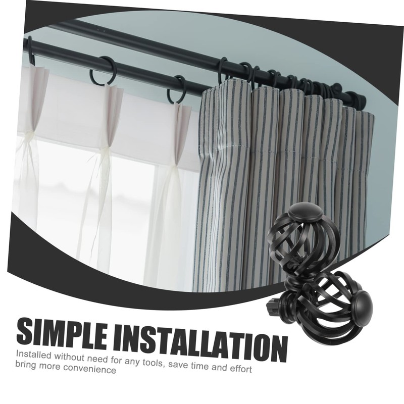 GRIRIW 4sets Curtain Rod Ends White Caps Gunmetal Black Urn