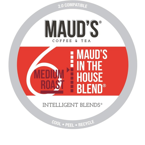 Maud's House Blend Coffee (Medium Roast) 100ct. Recyclable Single Serve Coffee Pods - Richly satisfying arabica beans California Roasted, k-cup compatible including 2.0
