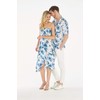 Couple Matching Hawaiian Luau Party Outfit Set Shirt Dress in