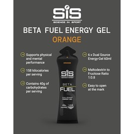 Sis Science Sport Beta Fuel Gel Sabor Naranja Carbohidratos Doble Fuente 40g Por Porción Fácil Digerir 60ml Pack