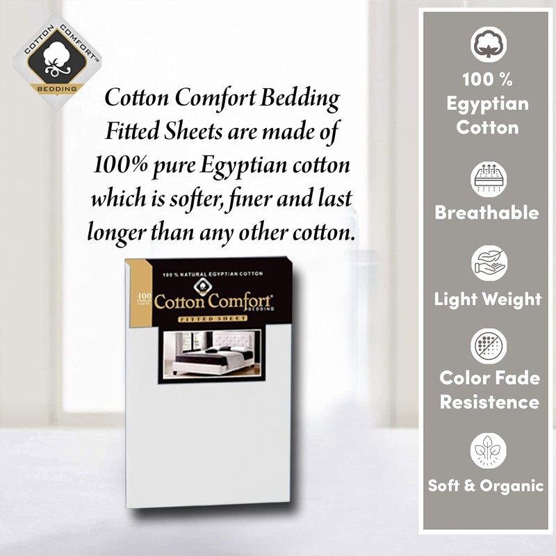 COTTON COMFORT 100% EGYPTIAN COTTON 400 THREAD COUNT FITTED SHEET