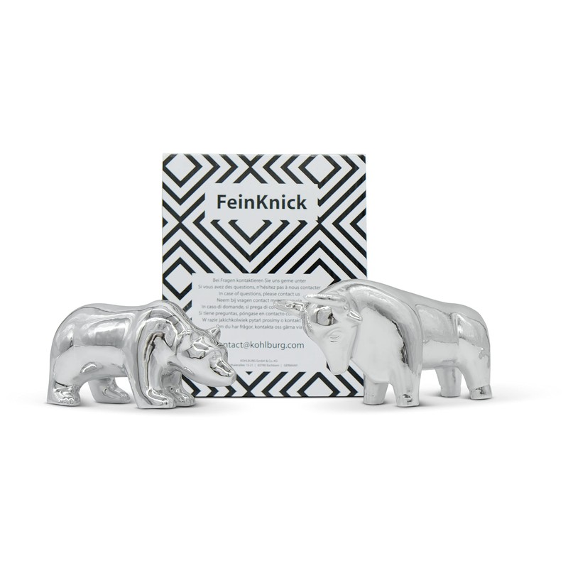FeinKnick Ceramic Sculpture Bull and Bear - Office Decorative Figures