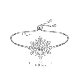 Snowflake Bracelet for Women Sterling Silver Christmas Bracelet Charm Winter Bracelets Sparkly Snow White Pentagram Charms Snowflake Friendship Blessing Xmas Jewelry Christmas Gift