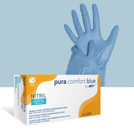AMPri Nitrile Gloves, Blue, Pack of 100, Size L, Powder-Free, Puracomfort Blue: Nitrile Disposable Gloves in Sizes XS, S, M, L, XL, XXL