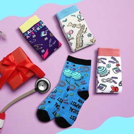 Chicingyou 12 Pairs Physical Therapy Month Socks Gifts Bulk Novelty Funny Cotton Socks for Physical Therapy Month Doctors Nurse Gift